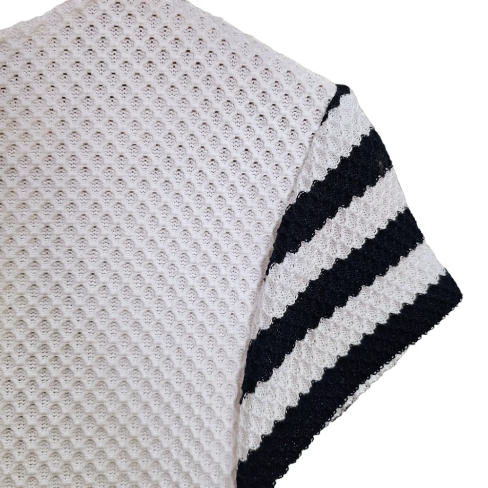 Diane Von Furstenberg Suji Honeycomb Knit Square Neck Striped Dress Size 14 - Picture 12 of 16